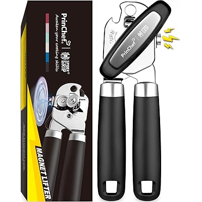 Spider Grip Can Opener, No-Trouble-Lid-Lift Manual Handheld Can Opener with Magnet, Smooth Edge Safe Cut for Beer/Tin/Bottle, Big Turning Knob