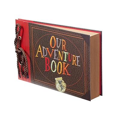  Scrapbook Photo Album,Our Adventure Book Scrapbook, Embossed  Words Hard Cover Movie Up Travel Scrapbook for Anniversary, Wedding,  Travelling, Baby Shower, etc (Leather Adventure Book)