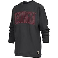 Pressbox Womens Southlawn Long Sleeve Crew Neck Oversized Waffle-Weave Top-Black-Small