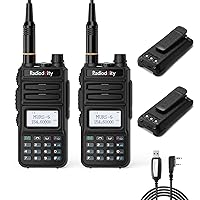 2 Pack Radioddity MU-5 MURS Radio, License Free Two-Way Radio Rechargeable, Display Sync for Industrial Business Retail + 2 Pack 1500mAh Batteries + PC002 USB Programming Cable CH340 Chip
