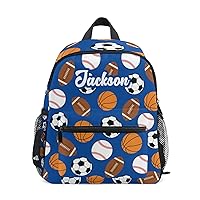 Custom Sports Kid's Backpack Personalized Backpack with Name/Text Preschool Backpack for Boys Customizable Toddler Backpack for Girls with Chest Strap