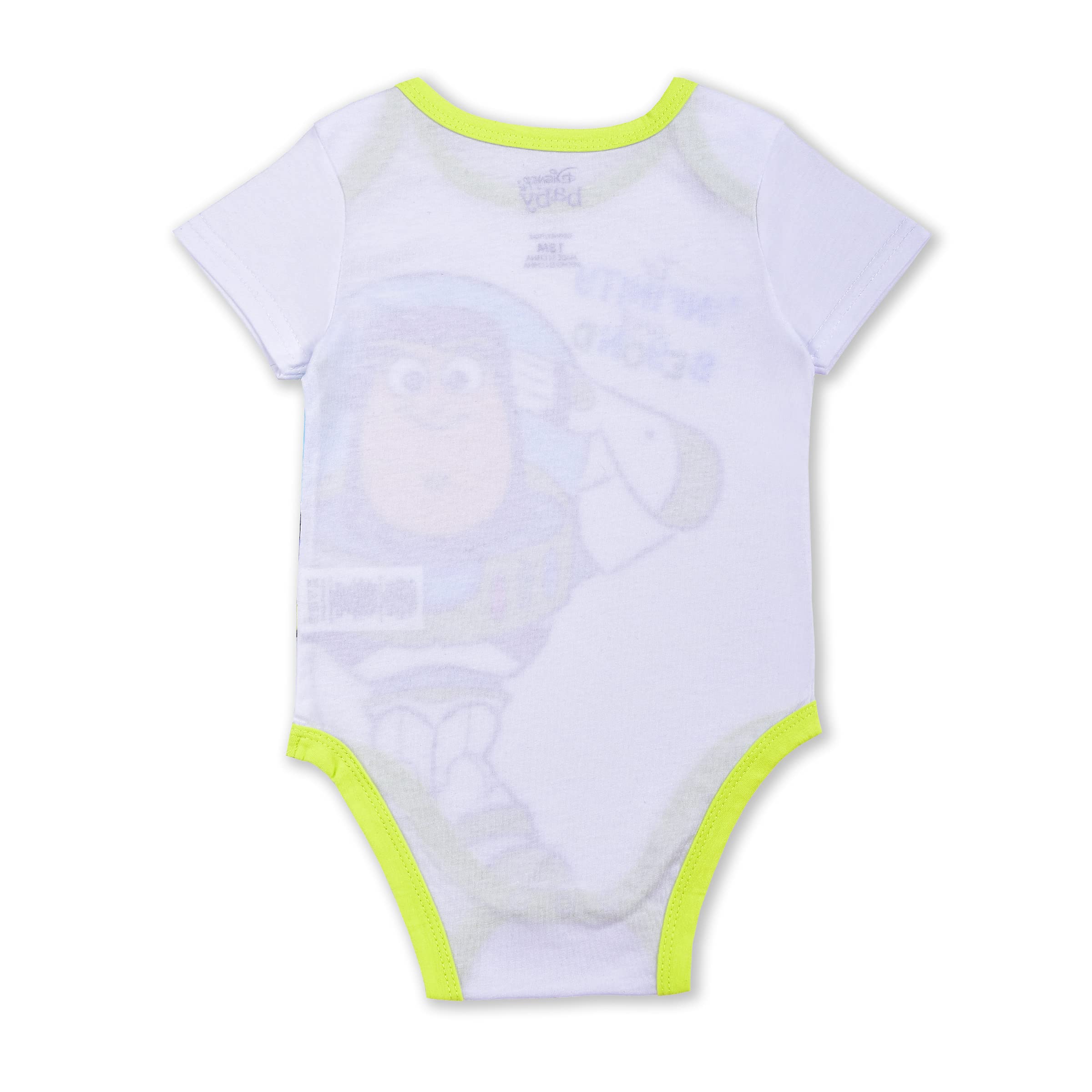 Disney Toy Story Boys Woody, Buzz Lightyear and Rex 3 Pack Bodysuit Creeper for Newborn and Infant – Yellow/Green/White