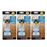 Aleene's Super Fabric Adhesive, Platinum Bond, Super-Strong, Ultra Flexible, Permanent, UV and Waterproof, 3 Pack, 1.5 fl oz - Clear
