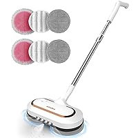 Electric Mop, AlfaBot S2 Cordless Spin Mop for Floor Cleaning, with LED Headlight and Sprayer/400ML Big Tank/60 Mins Runtime, Lightweight Floor Scrubber for Hardwood Floors, Tile, Laminate