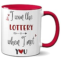 I won Lottery When Met You 11 oz Coffee Mug White Red Lucky Valentine Day Gift Cup