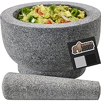 Gorilla Grip 100% Granite Slip Resistant Mortar and Pestle Set, Stone Guacamole Spice Grinder Bowls, Large Molcajete for Mexican Salsa Avocado Taco Mix Bowl, Kitchen Cooking Accessories, 2 Cups, Gray