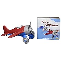 Airplane & Board Book, CB - Pretend Play, Motor Skills, Reading, Kids Toy Vehicle. No BPA, phthalates, PVC. Dishwasher Safe, Recycled Materials, Made in USA.