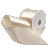 Morex Ribbon Wired Satin Ribbon, 2-1/4 inch by 10 Yards, Ivory, 09640/10-004
