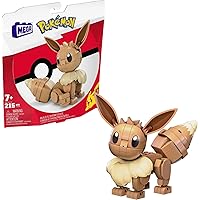 Mega Pokemon Action Figure Building Toys, Build & Show Eevee with 215 Pieces, 1 Poseable Character, 4 Inches Tall, for Kids