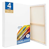 FIXSMITH Stretched White Blank Canvas - 18x24 Inch, 4 Pack,Primed Large Canvas,100% Cotton,5/8 Inch Profile of Super Value Pack for Acrylics,Oils & Other Painting Media