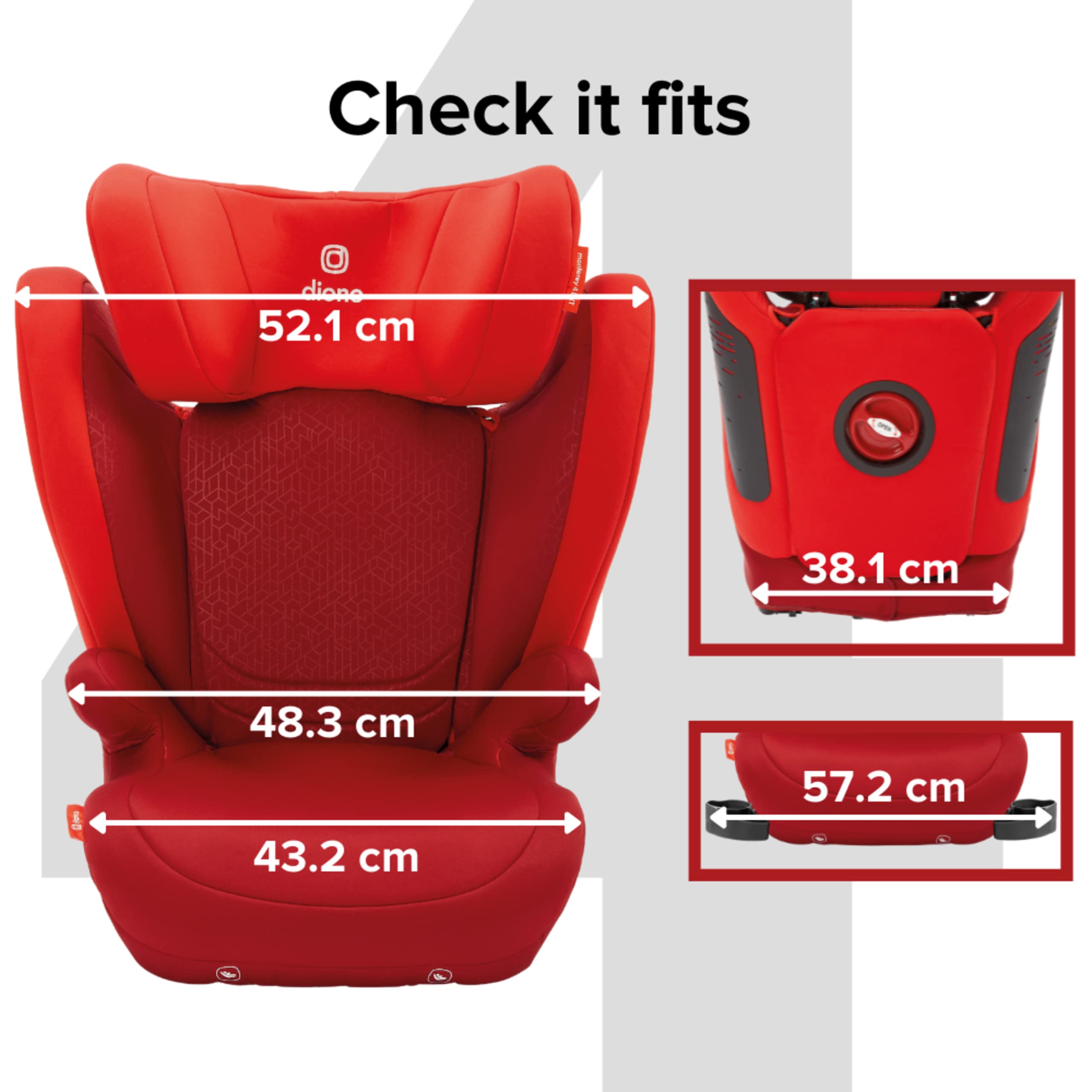 Diono Monterey 4DXT Latch, 2-in-1 High Back Booster Car Seat with Expandable Height, Width, Advanced Side Impact Protection, 8 Years 1 Booster, Red