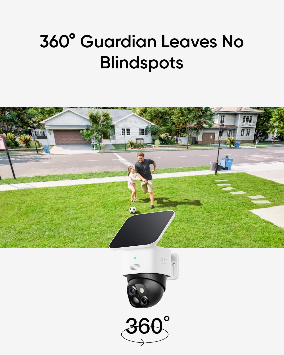 eufy Security SoloCam S340, Solar Security Camera, Wireless Outdoor Camera, 360° Surveillance, No Blind Spots, 2.4 GHz Wi-Fi, No Monthly Fee, HomeBase S380 Compatible