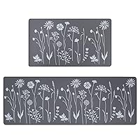 Rempry 2 Pcs Kitchen Rugs and Mats, Cushioned Anti-Fatigue Floor Mat, PVC Non-Slip Waterproof Kitchen Rug Set for Kitchen, Office, Sink 17