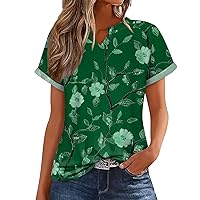 Women's Summer Shirt Fashion Loose Casual Printing V-Neck Top Hawaiian Shirts for Women