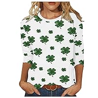 Summer St.Patrick 3/4 Sleeve Top for Women, Ladies Casual Three Quarter Sleeve T Shirt Holiday Pullover Dressy Blouses