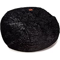 CordaRoy's Faux Fur Bean Bag Chair, Convertible Chair Folds from Bean Bag to Lounger, As Seen on Shark Tank, Black - King Size