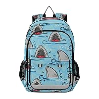 ALAZA Cute Shark Animal Print Blue Laptop Backpack Purse for Women Men Travel Bag Casual Daypack with Compartment & Multiple Pockets