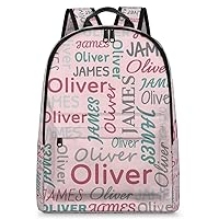 Personalized Kids Backpack for Girls Teens Elementary Primary Middle Custom School Bags with Name Text Cute Backpack Waterproof Casual Daypack