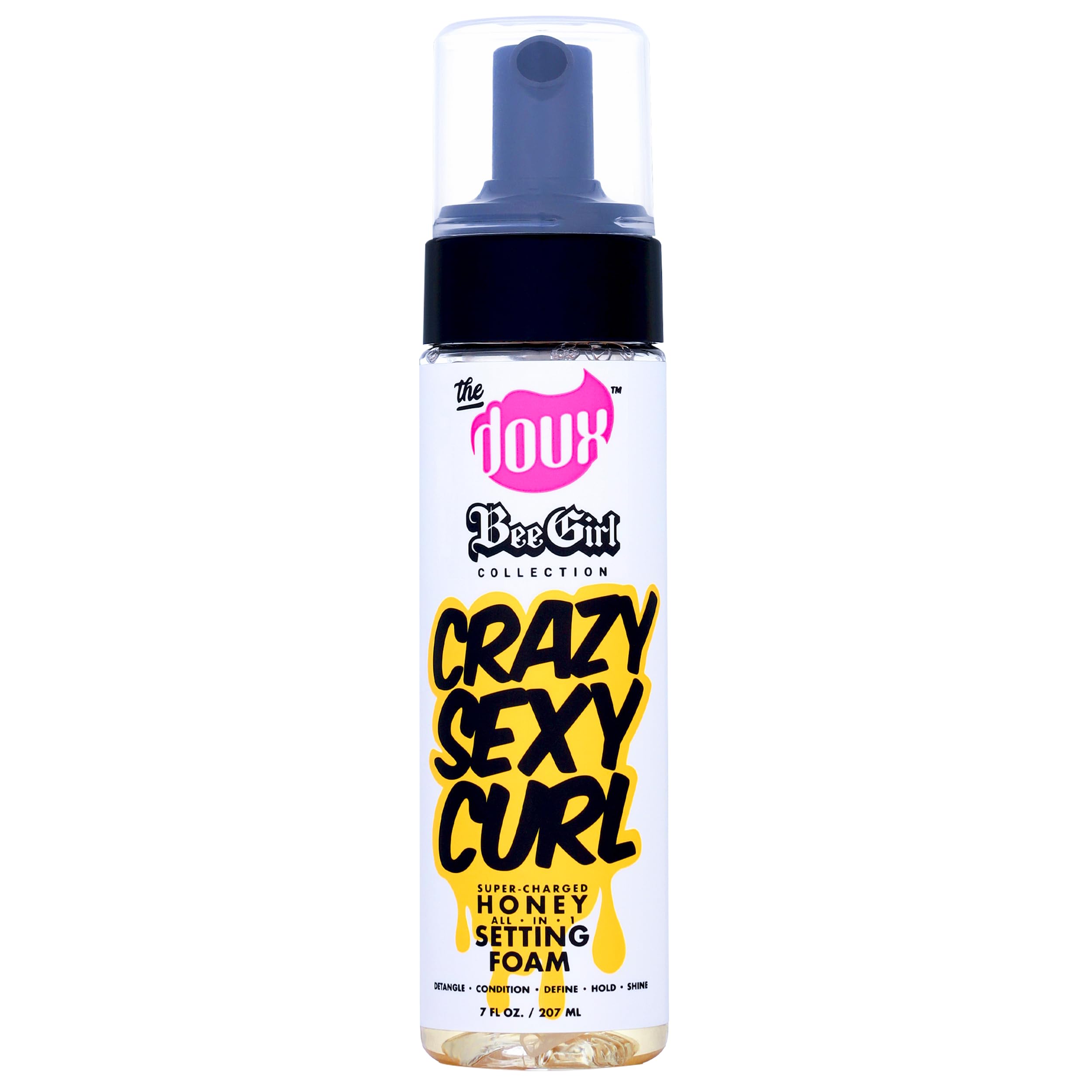 The Doux CRAZYSEXYCURL Honey Setting Foam, Mousse Hair Foam, With Natural Honey to Style, Condition, and Define, Perfect for All Hair Types - 7oz