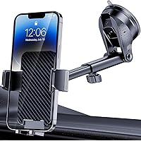 Phone Holder Car [Military-Grade Suction] Universal Car Phone Holder Mount [Thick Case Friendly] Automobile Accessories Dashboard Windshield Phone Mount Fit for All iPhone Android Smartphones