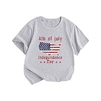 Graphic Tees for Toddler Boys Sleeve Independence Day Letter Prints T Shirt Tops Kid Cargo