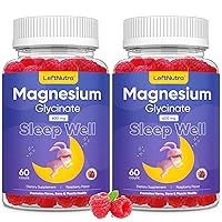 Magnesium Glycinate Gummies 600mg for Adult, 2 Pack Magnesium Supplement for Sleep, Stress Relief, Muscle, Nerve Support, Calm Magnesium L-Threonate Multivitamin, Raspberry Flavor, 120 Count