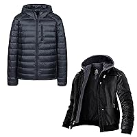 wantdo Men's PU Leather Jacket Black Small(Thick) Men's Packable Down Jackets (Grey, Small)