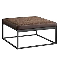 LUIZ Collection - Ottoman, Square Coffee Table, Footstool, Reversible Top, Padded Seat, Side Table, Minimalist, Steel Frame, Max. Load 660 lb, Walnut Brown ULOM077K01