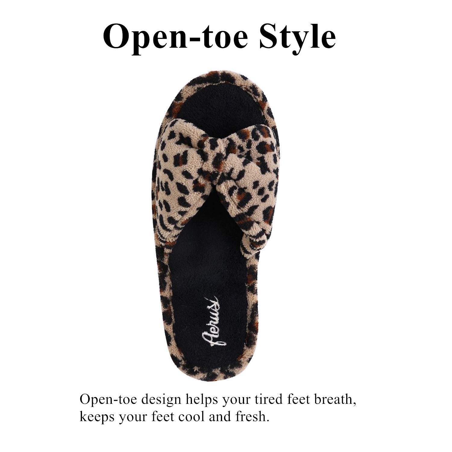 Womens Cozy Open Toe Leopard Spa Slide Slipper Slip on Beautiful Comfort Shoes