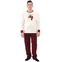 Touched by Nature Unisex Holiday Pajamas, Moose Men, Men Small