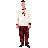 Touched by Nature Unisex Holiday Pajamas, Moose Men, Men Large