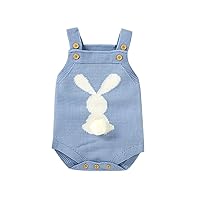 mimixiong Baby Bunny Easter Knit Rompers Clothes Sleeveless Toddler Jumpsuit Cute Outfit…