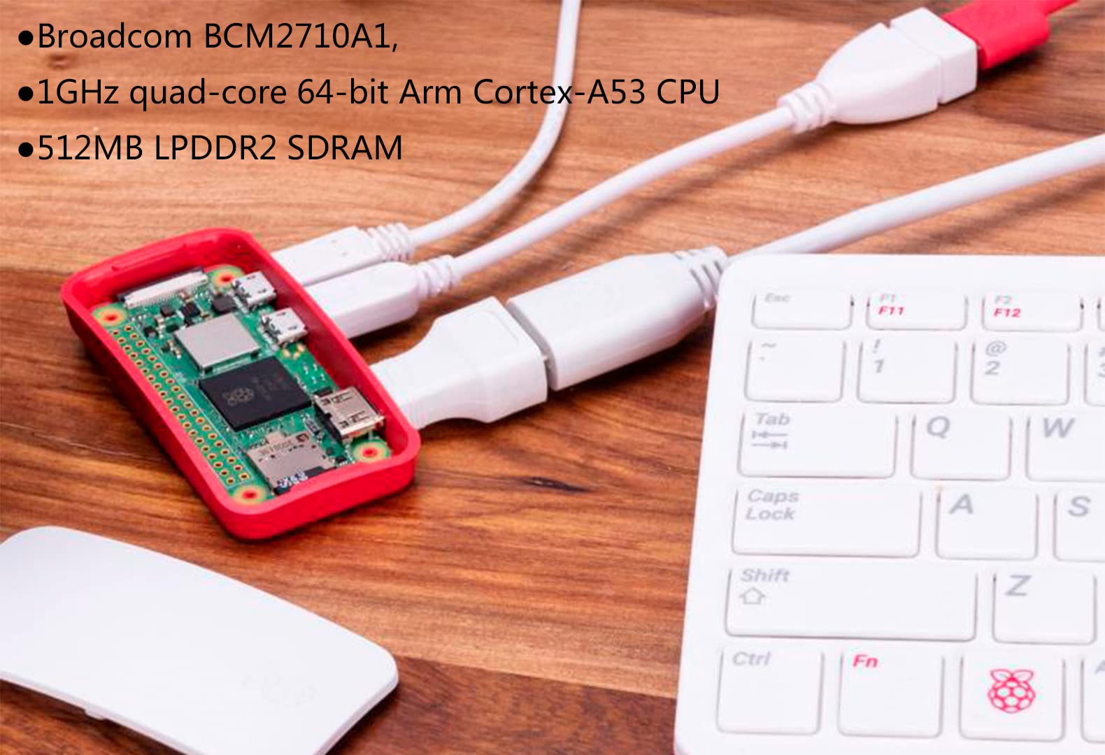 Raspberry Pi Zero 2 W with Pre-Soldered Header,Five Times as Fast, 1GHz Quad-Core 64-bit Arm Cortex-A53 CPU, 512MB LPDDR2 SDRAM 2.4GHz 802.11 b/g/n Wireless LAN, WiFi Bluetooth 4.2 BLE