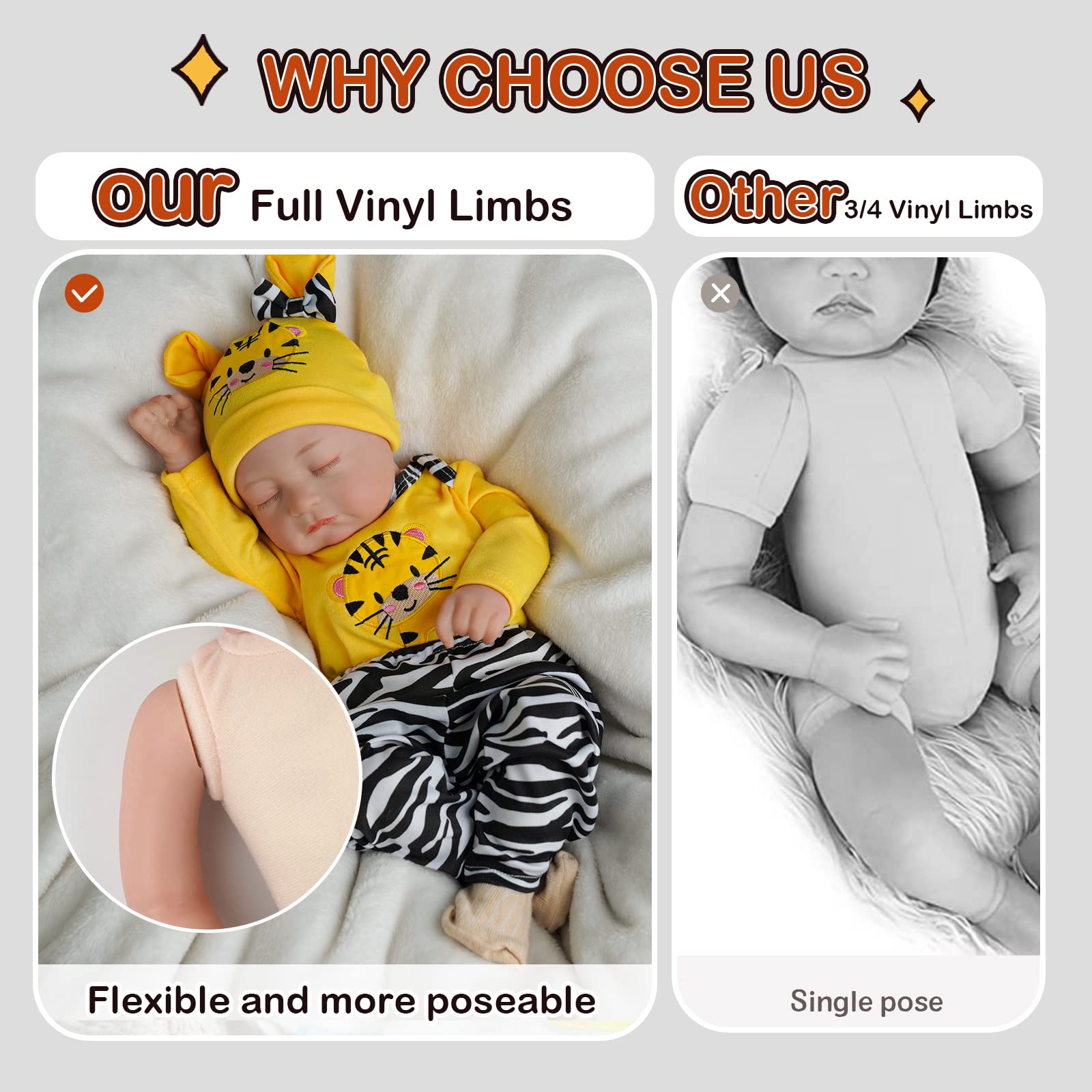 BABESIDE Reborn Baby Dolls - 20inch Cute Soft Vinyl Realistic-Baby Doll Real Life Baby Dolls with Complete Accessories for 3+ Years Old Little Girls Gift