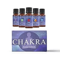 Mystix London | Chakra Essential Oil Blend Gift Pack 5x10ml | Crown Third Eye, Heart, Root, Sacral Solar Plexus, Throat Chakra | Perfect as a Gift
