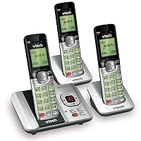 VTech CS6529-3 3-Handset Expandable Cordless Phone with Answering System-Caller ID/Call Waiting & Backlit Display/Keypad, Silver