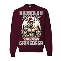 Brodolph Santa Working Out Gym the Red Nosed Gainzdeer Ugly Christmas Crewneck Sweatshirt