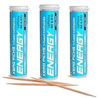 Energy Infused Flavored Toothpicks with Caffeine, B12 and B6 (Cool Mint, 3 Pack)