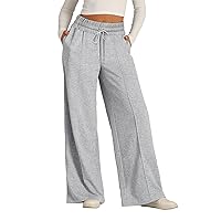 2024 Causal Women's Wide Leg Yoga Pants High Waisted Drawstring Elastic Loose Sweatpants Joggers Pant with Pockets
