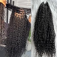 Crochet Human Hair Boho Box Braids with Human Hair Curls Braiding Hair Boho Box Braids for Black Women Boho Box Braids with Human Hair Curls Natural Color 30 Inch 1 Pack 40 Strands