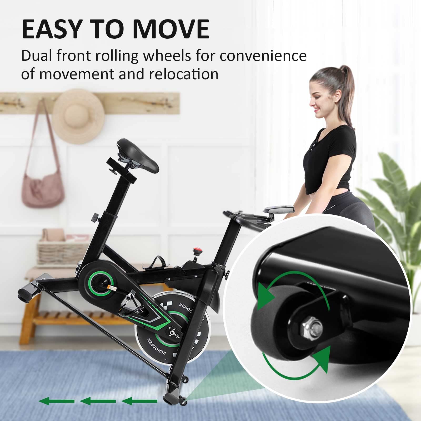 REHOOPEX Exercise Bike - Workout Equipment Stationary bikes for home,Silent Belt Drive Indoor Cycling Bike with Comfortable Seat Cushion and LCD Monitor for Home Workout