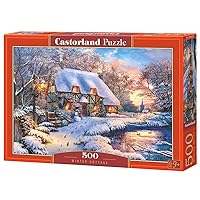 CASTORLAND 500 Piece Jigsaw Puzzle, Winter Cottage, Charming Nook, Countryside, Winter Puzzle, Adult Puzzles, Castorland B-53278