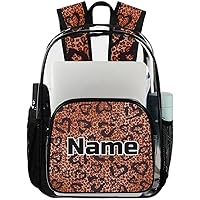 Leopard Print Personalized Clear Backpack Custom Large Clear Backpack Heavy Duty PVC Transparent Backpack with Reinforced Strap, Leopard Heart Shapes