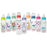 Nuby Standard Neck Tinted Bottle, 8 Ounce, 1 Pack of 1 Bottle, Colors/Patterns May Vary