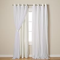Exclusive Home Catarina Layered Solid Room Darkening Blackout and Sheer Grommet Top Curtain Panel Pair, 52