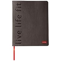 Fitlosophy Black Leatherette 'live life fit' Daily Planner Notebook, 8” x 10