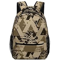 Triangle Brown Camo Backpack Casual Travel Laptop Backpack Adjustable Strap Daypack Carry on Backpack for Men Women