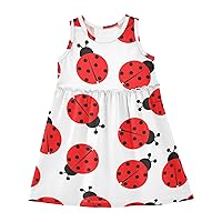 Art Animal Cute Ladybug Girl Dress Sleeveless Toddler Girl Outfits Fashion Girl Clothes Size 2t-8Y