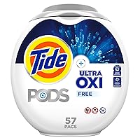 Tide PODS Ultra OXI Free Laundry Detergent Pacs, National Eczema Association and National Psoriasis Foundation Recommended, 57 count
