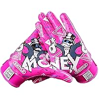 Battle Sports Money Man 2.0 Wide Receiver Football Gloves - Adult and Youth Football Gloves - Ultra Grip Gloves - Youth Medium, Neon Pink